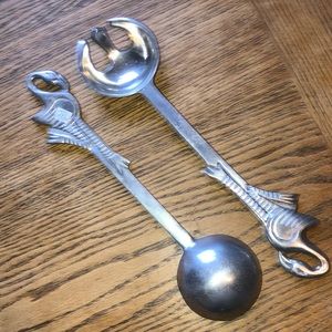 Two metal serving spoons. Made in India.